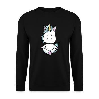 Cadeau de méditation yoga licorne Yogi Namaste - Sweat-shirt Unisexe - noir - Devant - Alina (178cm) & Michal (187cm)