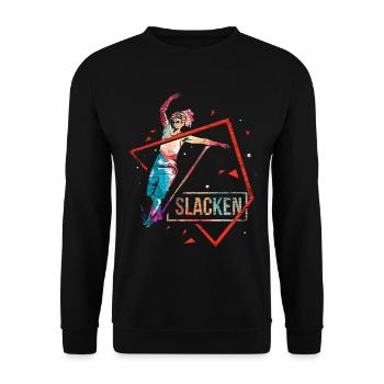 Slackline Polygon Geschenk - Unisex Pullover - Schwarz - Vorne - Alina (178cm) & Michal (187cm)