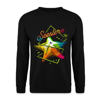 Seestern Polygon Geschenk - Unisex Pullover - Schwarz - Vorne - Alina (178cm) & Michal (187cm)