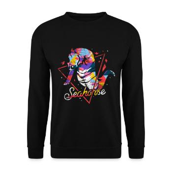 Seepferdchen Polygon Geschenk - Unisex Pullover - Schwarz - Vorne - Alina (178cm) & Michal (187cm)