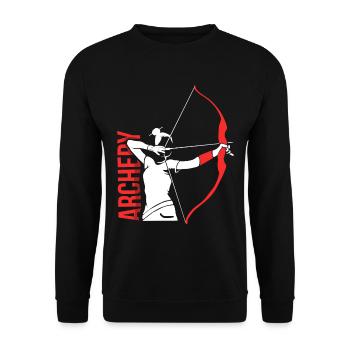 Bogenschießen - Unisex Pullover - Schwarz - Vorne - Alina (178cm) & Michal (187cm)