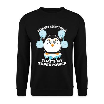 Cadeau de sport muscles de remise en forme pingouin - Sweat-shirt Unisexe - noir - Devant - Alina (178cm) & Michal (187cm)