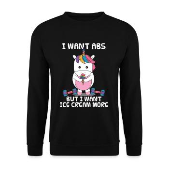 Unicorn fitness dumbbells sports ice cream gift - Unisex Sweatshirt - black - Front - Alina (178cm) & Michal (187cm)
