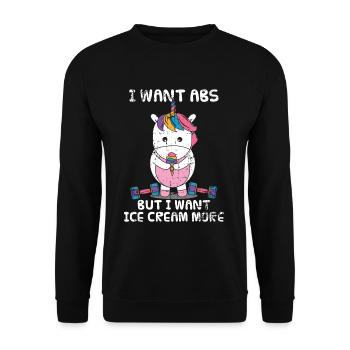 Einhorn Eis Hanteln Geschenk - Unisex Pullover - Schwarz - Vorne - Alina (178cm) & Michal (187cm)