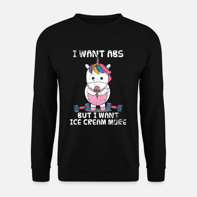 Einhorn Eis Hanteln Geschenk - Unisex Pullover - Schwarz