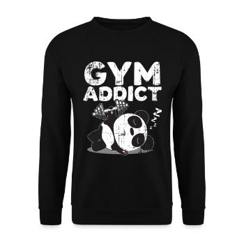 Panda Hantel Geschenk - Unisex Pullover - Schwarz - Vorne - Alina (178cm) & Michal (187cm)