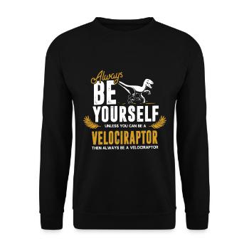Velociraptor dinosaure - Sweat-shirt Unisexe - noir - Devant - Alina (178cm) & Michal (187cm)