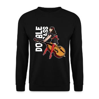 Double bass girl - Unisex Sweatshirt - black - Front - Alina (178cm) & Michal (187cm)