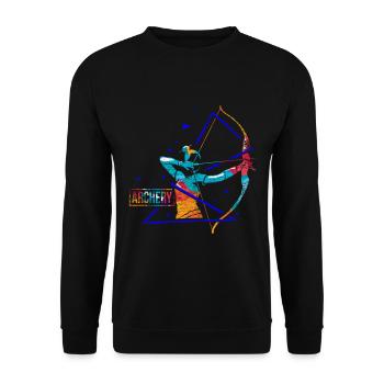 Bogenschießen Polygon - Unisex Pullover - Schwarz - Vorne - Alina (178cm) & Michal (187cm)