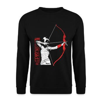 Bogenschießen - Unisex Pullover - Schwarz - Vorne - Alina (178cm) & Michal (187cm)