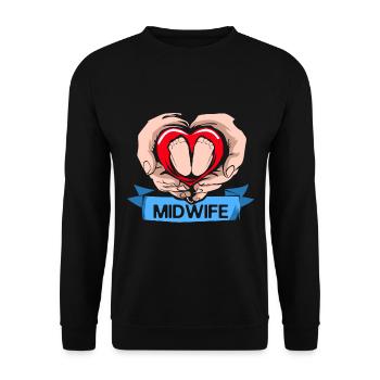 Hebamme - Unisex Pullover - Schwarz - Vorne - Alina (178cm) & Michal (187cm)
