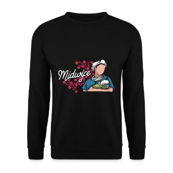 Hebamme Geschenk - Unisex Pullover - Schwarz - Vorne - Alina (178cm) & Michal (187cm)