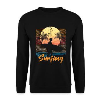 Sommer Palmen Surfen Urlaub - Unisex Pullover - Schwarz - Vorne - Alina (178cm) & Michal (187cm)