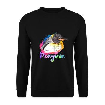 Pinguin Antarktis Geschenk - Unisex Pullover - Schwarz - Vorne - Alina (178cm) & Michal (187cm)