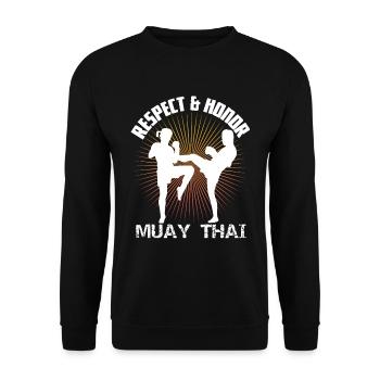 Les Muay Thai respectent les coffrets cadeaux - Sweat-shirt Unisexe - noir - Devant - Alina (178cm) & Michal (187cm)