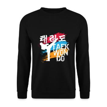 Taekwondo Kampfkunst Kampfsport - Unisex Pullover - Schwarz - Vorne - Alina (178cm) & Michal (187cm)