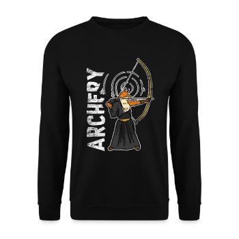 Bogenschießen Fuchs Geschenk - Unisex Pullover - Schwarz - Vorne - Alina (178cm) & Michal (187cm)