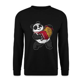Akkordeon Panda - Unisex Pullover - Schwarz - Vorne - Alina (178cm) & Michal (187cm)
