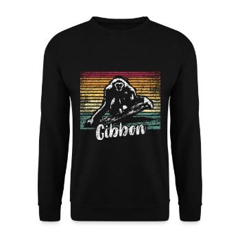 Gibbon Geschenk - Unisex Pullover - Schwarz - Vorne - Alina (178cm) & Michal (187cm)