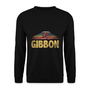 Gibbon Geschenk - Unisex Pullover - Schwarz - Vorne - Alina (178cm) & Michal (187cm)