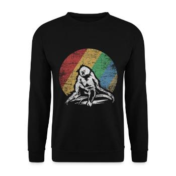 Gibbon Geschenk - Unisex Pullover - Schwarz - Vorne - Alina (178cm) & Michal (187cm)