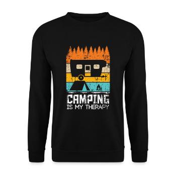 Wohnwagen Retro Camping Camper - Unisex Pullover - Schwarz - Vorne - Alina (178cm) & Michal (187cm)