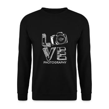 Photograph Fotografie Liebe Hobby - Unisex Pullover - Schwarz - Vorne - Alina (178cm) & Michal (187cm)