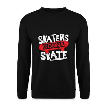Skateboard - Unisex Pullover - Schwarz - Vorne - Alina (178cm) & Michal (187cm)