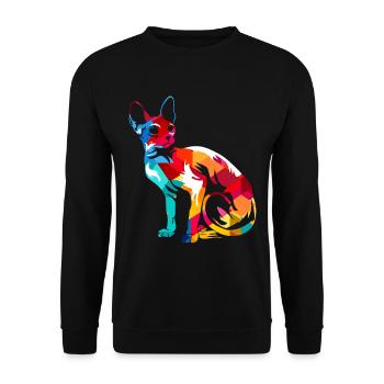 Sphynx Katze - Unisex Pullover - Schwarz - Vorne - Alina (178cm) & Michal (187cm)