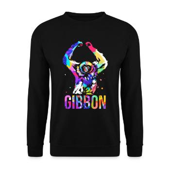 Gibbon Polygon Geschenk - Unisex Pullover - Schwarz - Vorne - Alina (178cm) & Michal (187cm)