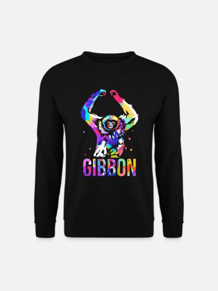 Gibbon Polygon Geschenk - Unisex Pullover - Schwarz