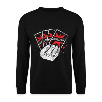 Doppelkopf Geschenk - Unisex Pullover - Schwarz - Vorne - Alina (178cm) & Michal (187cm)