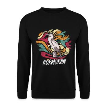 Kormoran Geschenk - Unisex Pullover - Schwarz - Vorne - Alina (178cm) & Michal (187cm)