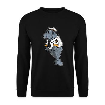Manatee Captain - Unisex Sweatshirt - black - Front - Alina (178cm) & Michal (187cm)