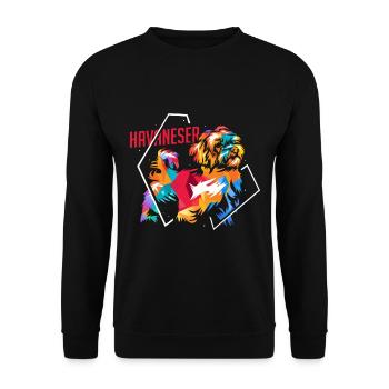 havaneser Hund - Unisex Pullover - Schwarz - Vorne - Alina (178cm) & Michal (187cm)
