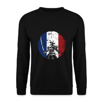 Samurai France guerrier - Sweat-shirt Unisexe - noir - Devant - Alina (178cm) & Michal (187cm)