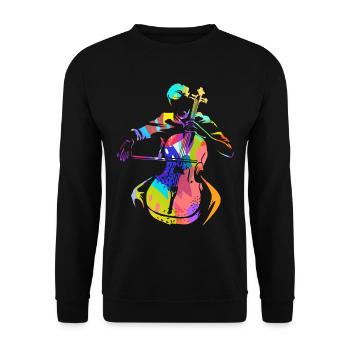 Cello Geschenk - Unisex Pullover - Schwarz - Vorne - Alina (178cm) & Michal (187cm)
