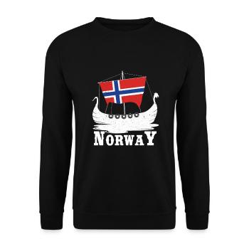 Norwegen Boot Wikinger Geschenk - Unisex Pullover - Schwarz - Vorne - Alina (178cm) & Michal (187cm)