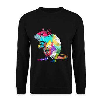 Ratte Geschenk - Unisex Pullover - Schwarz - Vorne - Alina (178cm) & Michal (187cm)