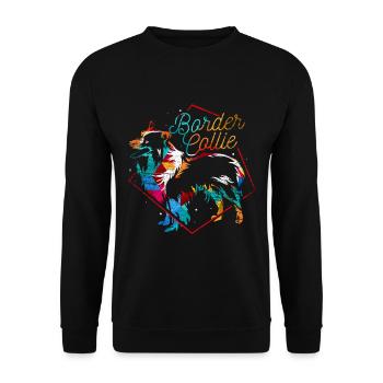 Border Collie Polygon - Unisex Pullover - Schwarz - Vorne - Alina (178cm) & Michal (187cm)