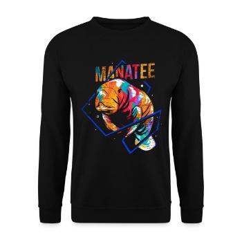 Manatee Dugong polygon - Unisex Sweatshirt - black - Front - Alina (178cm) & Michal (187cm)