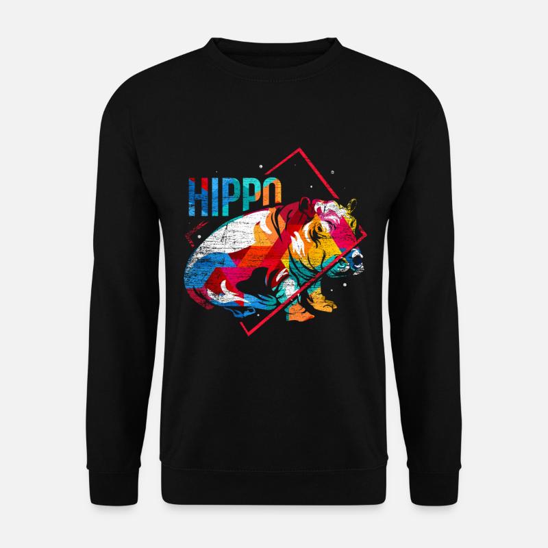 Hippopotame Polygone - Sweat-shirt Unisexe - noir