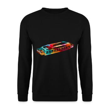 Mundharmonika Geschenk - Unisex Pullover - Schwarz - Vorne - Alina (178cm) & Michal (187cm)