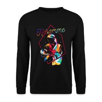 Hebamme Geschenk - Unisex Pullover - Schwarz - Vorne - Alina (178cm) & Michal (187cm)