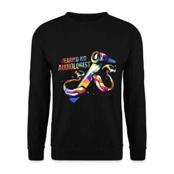Hörakustiker Geschenk - Unisex Pullover - Schwarz - Vorne - Alina (178cm) & Michal (187cm)