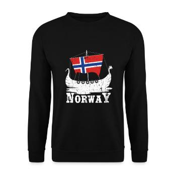 Norway boat vikings - Unisex Sweatshirt - black - Front - Alina (178cm) & Michal (187cm)