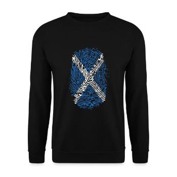 Schottland Fingerabdruck DNA Patriot Geschenk - Unisex Pullover - Schwarz - Vorne - Alina (178cm) & Michal (187cm)
