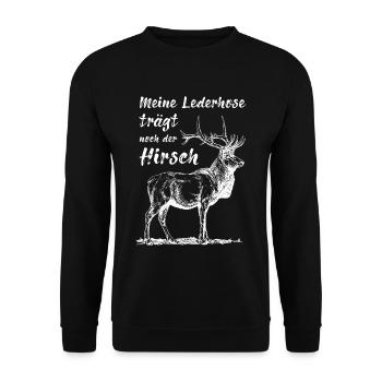 Lederhose - Unisex Pullover - Schwarz - Vorne - Alina (178cm) & Michal (187cm)
