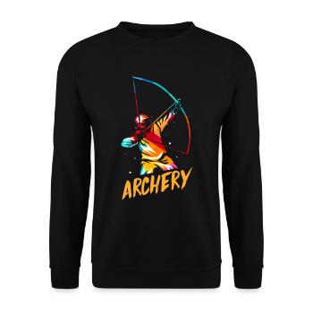 Bogenschießen Geschenk - Unisex Pullover - Schwarz - Vorne - Alina (178cm) & Michal (187cm)