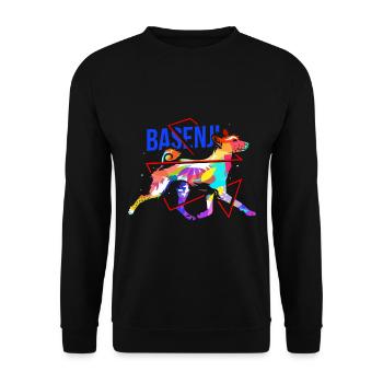 Basenji Geschenk - Unisex Pullover - Schwarz - Vorne - Alina (178cm) & Michal (187cm)